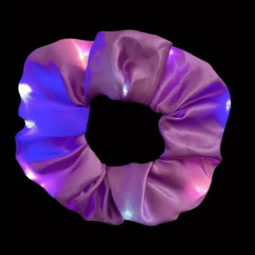 Fun Purple Glowing and Blinking Hair Scrunchie NWOT